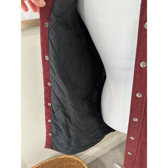 L.L.Bean Mens Vtg Size Large Maroon Lined Shirt Snap Jacket Medium - Picture 10 of 16